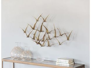 Abstract Brass Seagulls Wall Sculpture - Cleared Décor