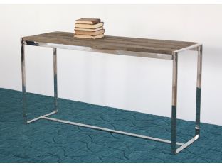 Reclaimed Wood and Stainless Steel Console
