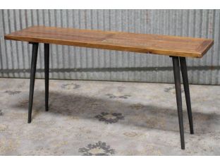 Tapered Iron Leg Console Table With Pine Top