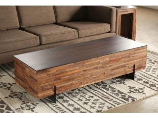 Recycled Wood Block Rectangular Coffee Table