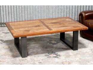 Metal Base Coffee Table With Teak Top