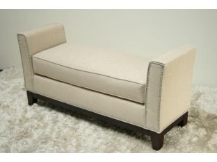 Cream Upholstered Bench with Nailhead Trim