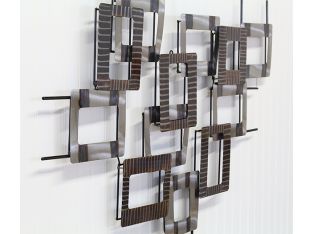 Flame Colored And Ground Steel Grid Wall Art - Cleared Decor
