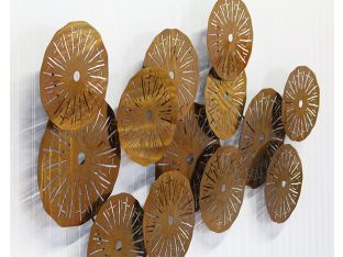 Multiple Brass Discs Wall Sculpture 52W X 28H - Cleared Decor