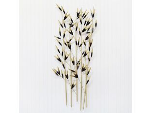 Black And Brass Bamboo Reeds Wall Sculpture 21W X 52H - Cleared Decor 