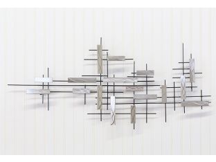 Ground Steel Abstract Grid Wall Sculpture 43W X 22H - Cleared Decor