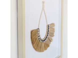 Raeni Necklace Of Grass Fronds & Shells 23W X 30H