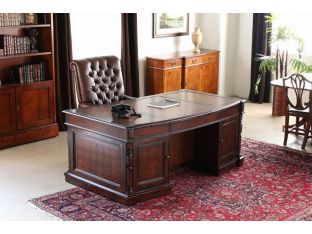 Mahogany Partners Desk with Leather Top