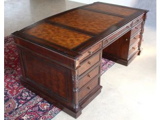 Mahogany Partners Desk with Leather Top