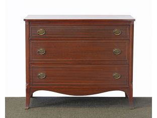 Sabre Leg Three Drawer Ribbon Mahogany Dresser circa 1940s