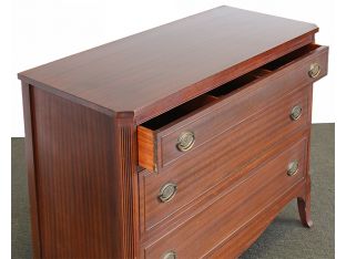 Sabre Leg Three Drawer Ribbon Mahogany Dresser circa 1940s