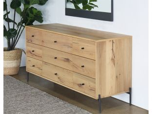 Light Oak 9 Drawer Dresser With Gunmetal Hardware