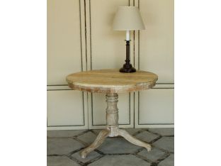 Round Cafe Table in Whitewashed Finish