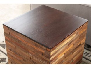 Recycled Wood Block Side Table