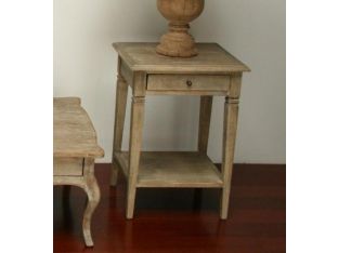 Limed Gray Oak End Table with Drawer