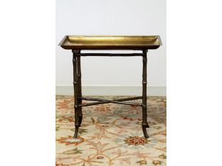 Antique Brass Bamboo Tray Table