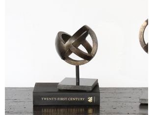 Small Antique Brass Ball Sculpture - Cleared Décor