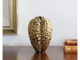 Tall Hammered Gold Pinched Vase - Cleared Decor