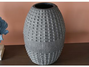 Gray Ribbed Vase - Cleared Decor