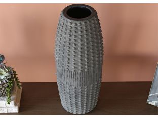 Tall Gray Ribbed Vase - Cleared Decor