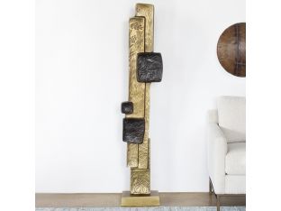 62" High Gold And Black Sculpture - Cleared Decor