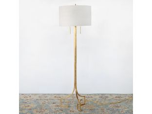 Antique Gold Floor Lamp with Greek Key Base