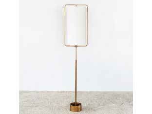 Natural Brass Floor Lamp w/Ensconced White Shade