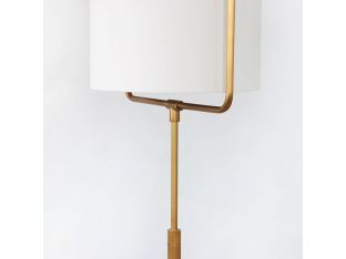 Natural Brass Floor Lamp w/Ensconced White Shade
