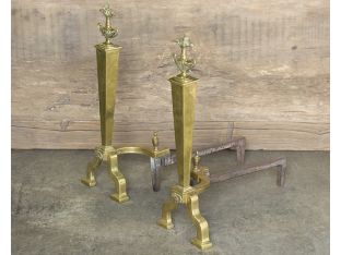 Brass Metal Andirons (Set of 2)