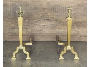Brass Metal Andirons (Set of 2)