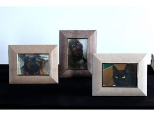 Set of 3 Suede Faux Snakeskin 4x6 Picture Frames