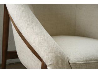 Oatmeal Woven Barrel Chair with Walnut Legs