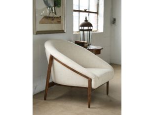Oatmeal Woven Barrel Chair with Walnut Legs