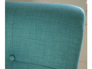 Tufted Aqua Lounge Chair with Walnut Frame