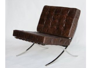 Cigar Leather Barcelona Style Chair