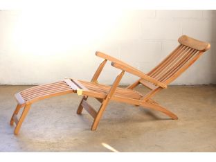 Teak Slatback Folding Recliner