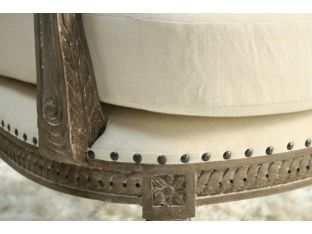Louis Parlor Style Cream Linen Loveseat with Nailhead Trim