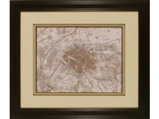 Sepia Map of Paris 26W x 22H