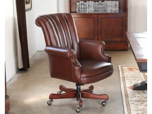 Coffee Leather Channel Back Executive Chair