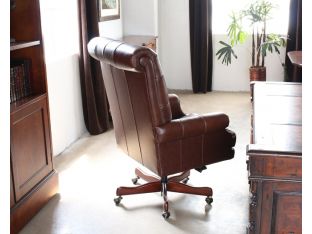 Coffee Leather Tufted Executive Chair