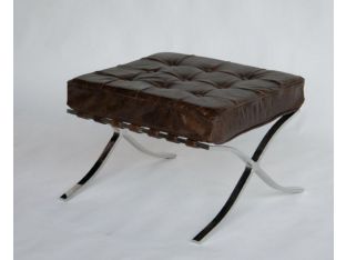 Cigar Leather Barcelona Style Ottoman