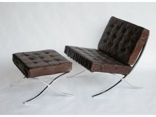Cigar Leather Barcelona Style Chair