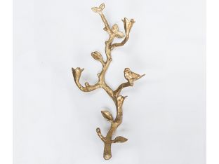 Pair of Brass Branch and Bird 3-Candle Sconce
