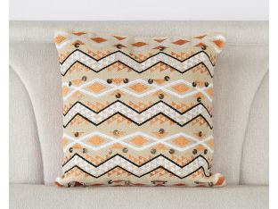 Orange And Ivory Zig Zag Pillow