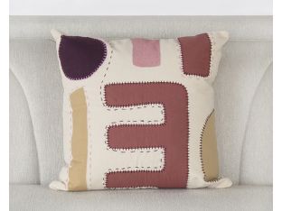 Ivory And Multi Color Geometric Pillow