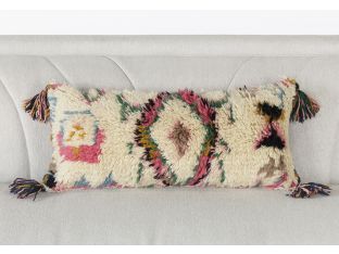 Pink Tribal Pillow With Fringe