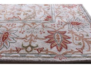 9' x 12' Traditional Indian Oyster Gray and Tan Hand-tufted Wool Rug