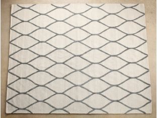 8' x 10' Cream and Light Gray Hand-tufted Wool Grid Rug