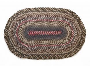 3' x 5' Gray, Red and Green Braided Oval Rug