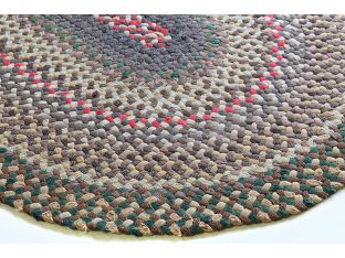 3' x 5' Gray, Red and Green Braided Oval Rug